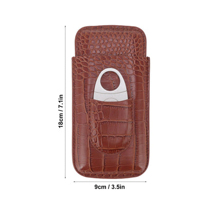3 Finger Cigar Case High Grade Leather Travel Portable Cigar Holder with Cutter Coffee V1294-YM3117220234611-0421