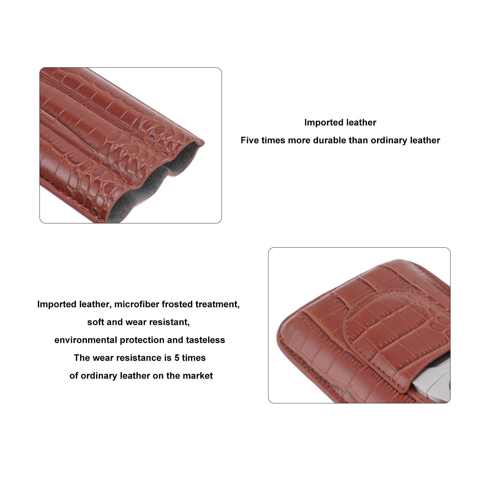 3 Finger Cigar Case High Grade Leather Travel Portable Cigar Holder with Cutter Coffee V1294-YM3117220234611-0421