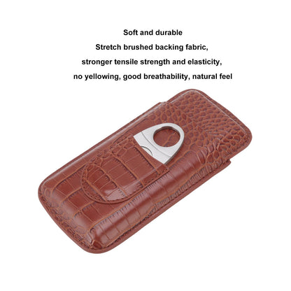 3 Finger Cigar Case High Grade Leather Travel Portable Cigar Holder with Cutter Coffee V1294-YM3117220234611-0421