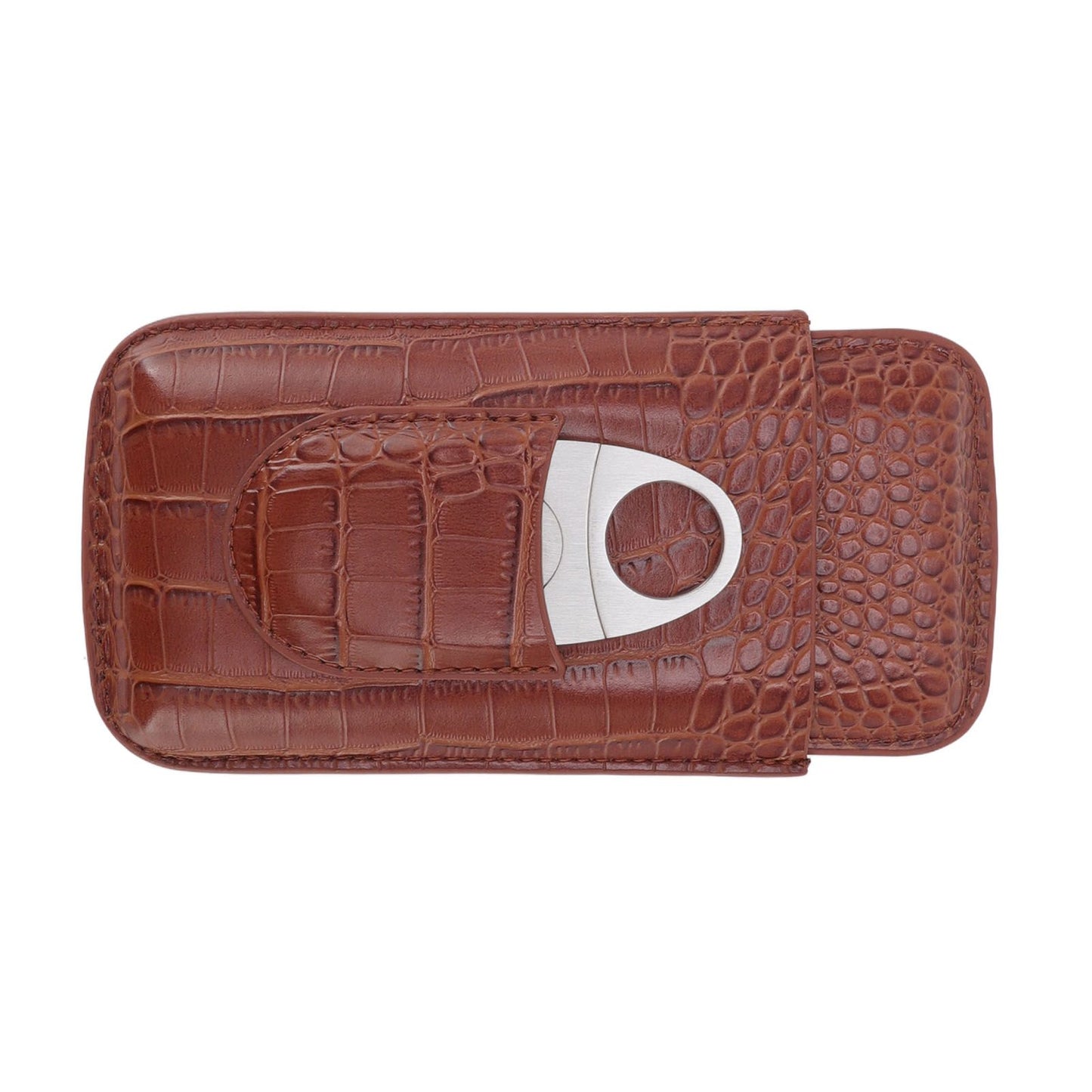 3 Finger Cigar Case High Grade Leather Travel Portable Cigar Holder with Cutter Coffee V1294-YM3117220234611-0421