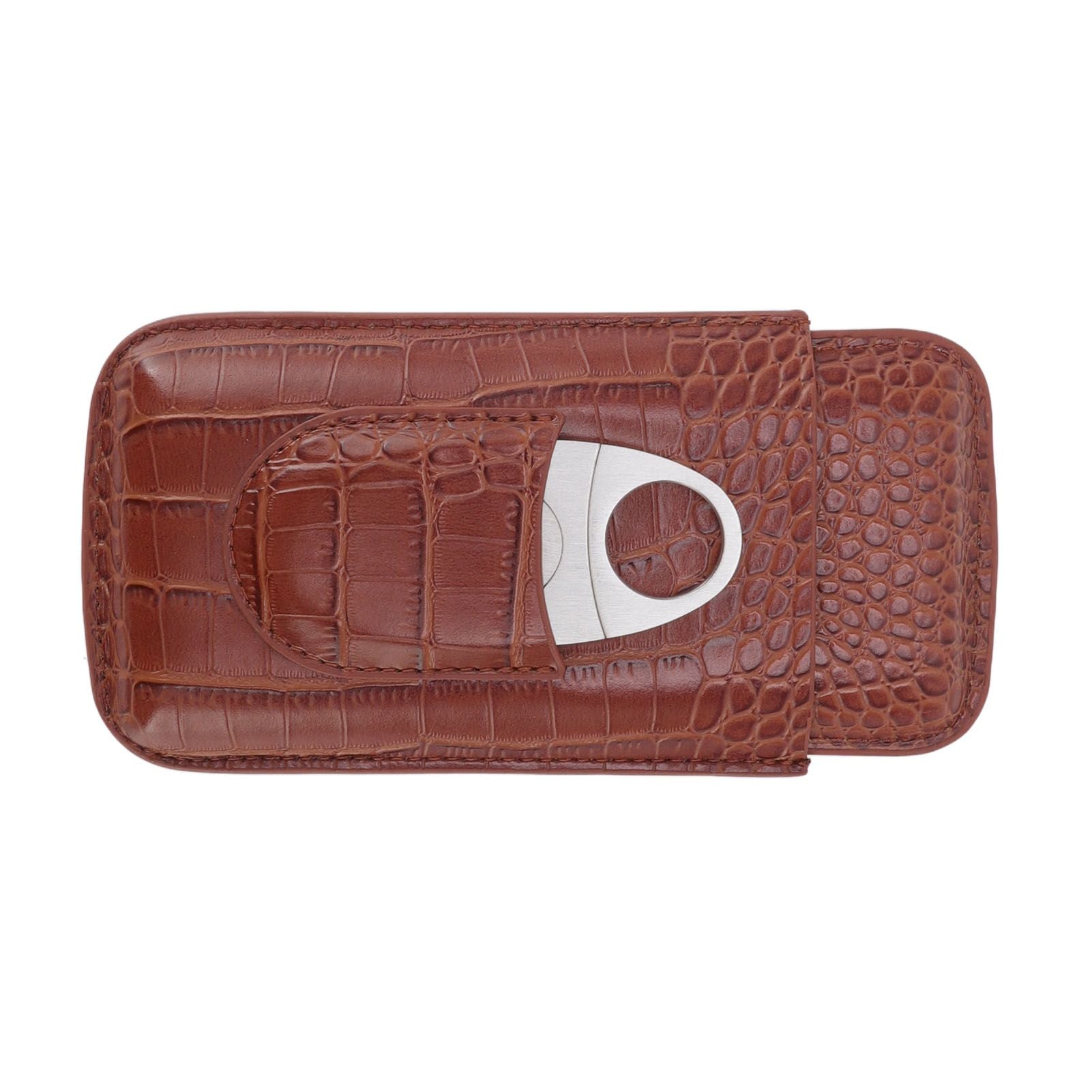 3 Finger Cigar Case High Grade Leather Travel Portable Cigar Holder with Cutter Coffee V1294-YM3117220234611-0421