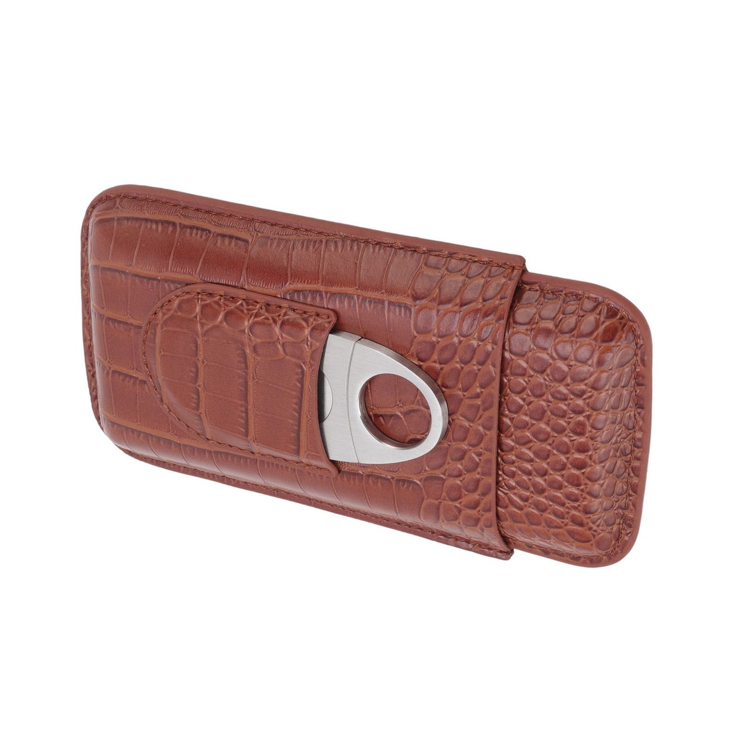 3 Finger Cigar Case High Grade Leather Travel Portable Cigar Holder with Cutter Coffee V1294-YM3117220234611-0421