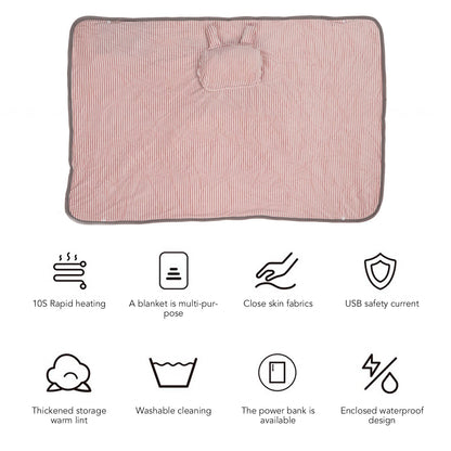 Heating Blanket Electric Warming Soft Washable Heating Shawl Wrap for Shoulder Neck Office Pink Bunny V1294-YM3117220235411-0421