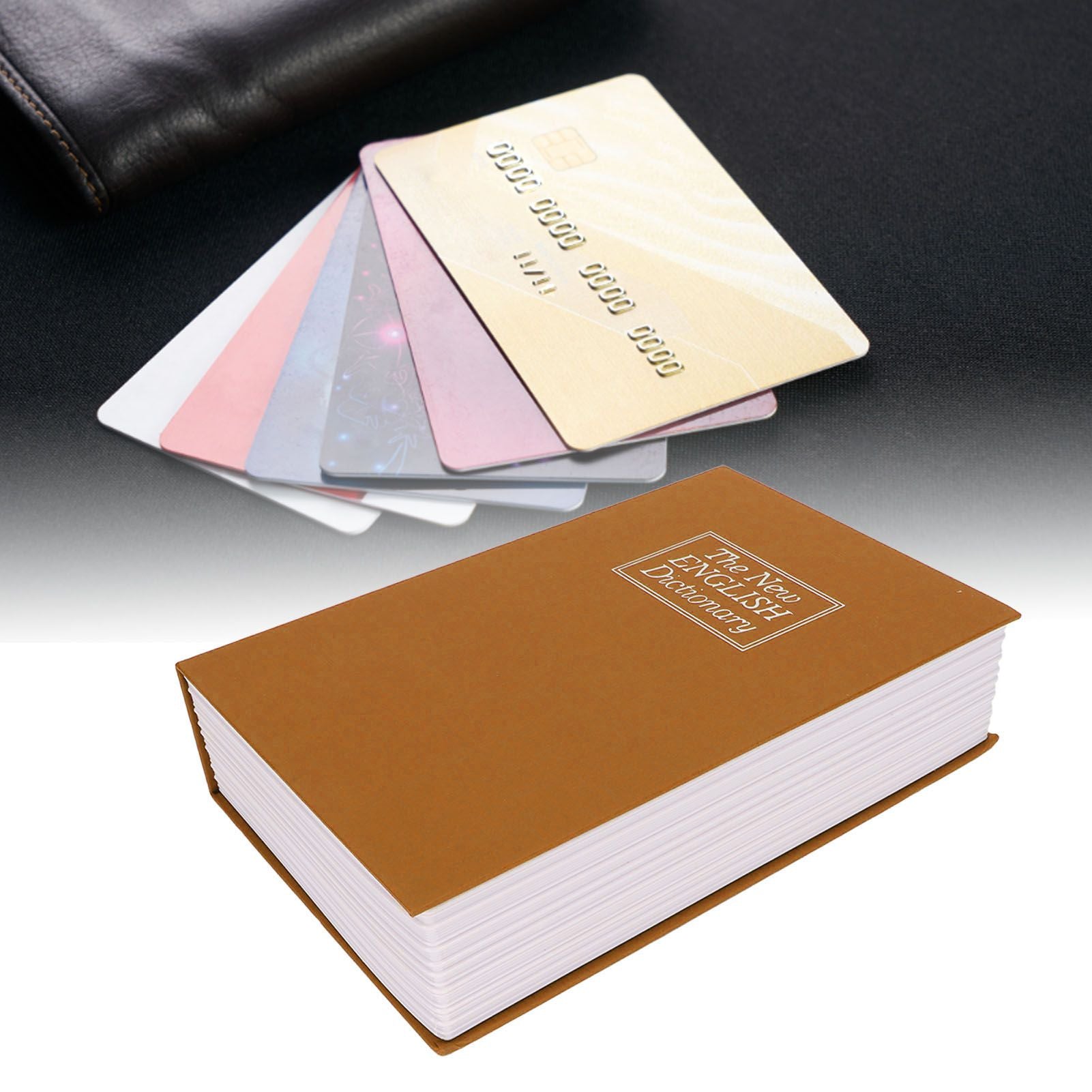 Book Safe Small Diversion Book Safe Storage Lock Box Money Coins Cards Hiding Box with Combination Lock Brown V1294-YM3117220236012-0421
