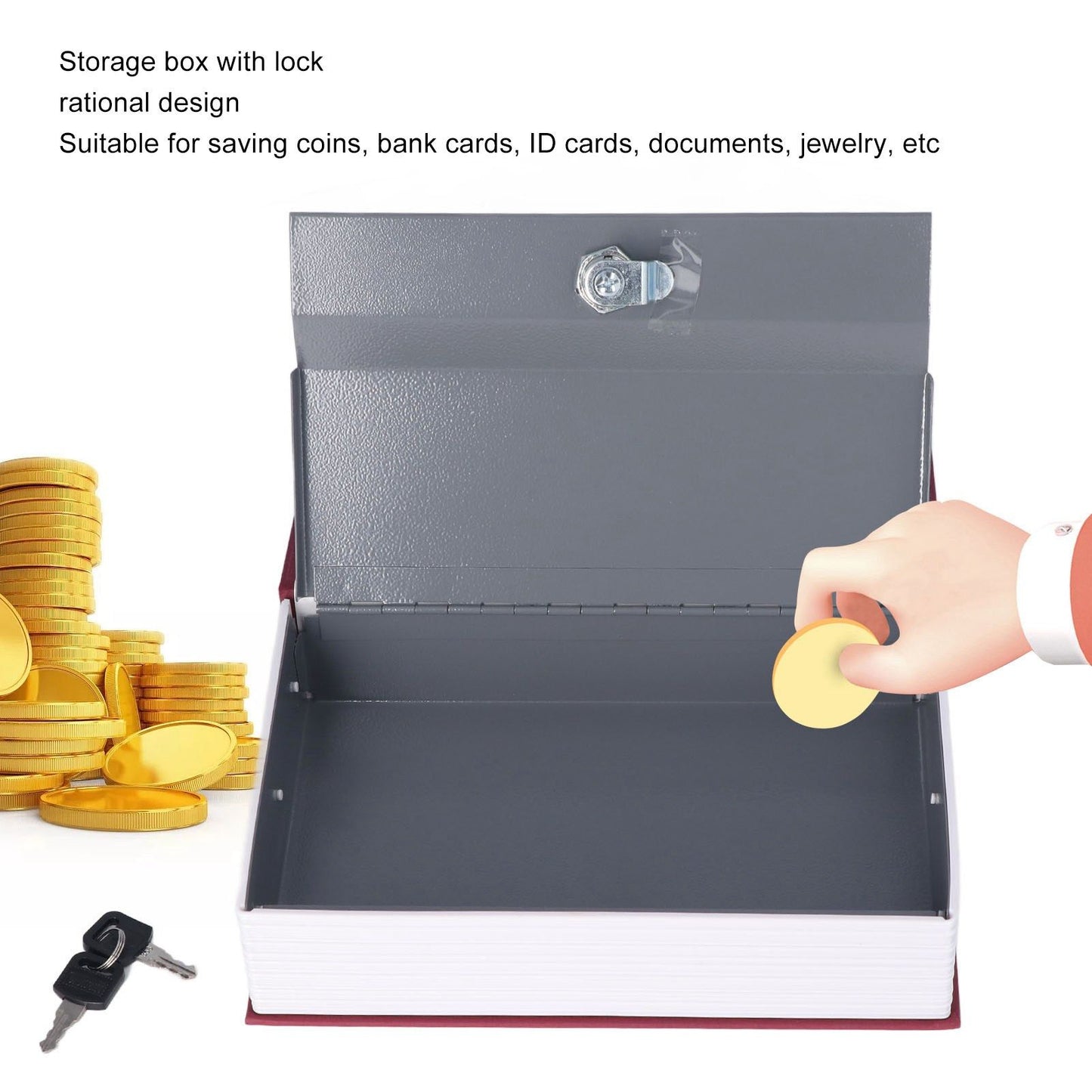 Book Safe Stainless Steel Liner Decorative ABS Material Humanized Design Protective Soft Touch Savings Bank V1294-YM3117220236111-0421
