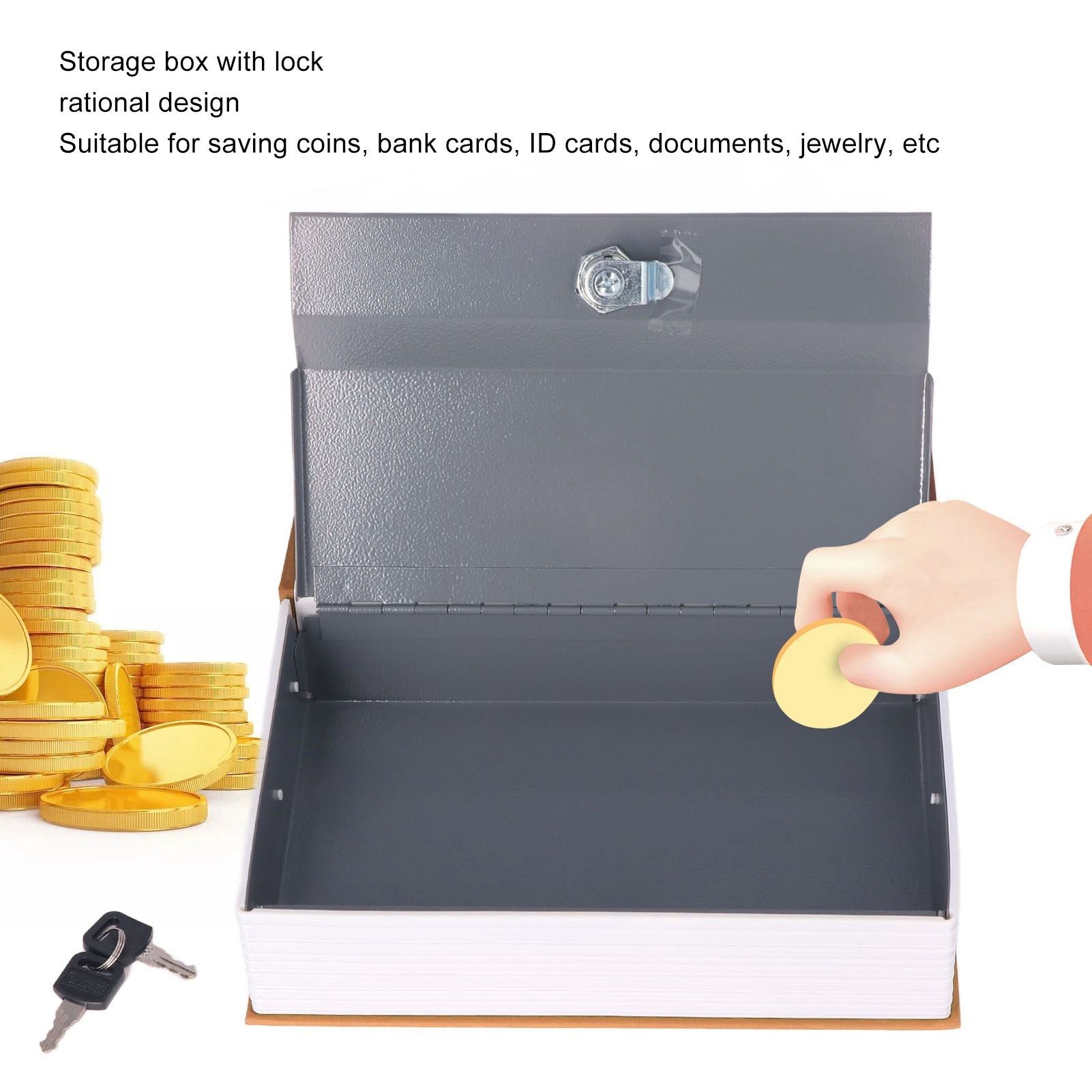 Book Safe Stainless Steel Liner Decorative ABS Material Humanized Design Protective Soft Touch Savings Bank V1294-YM3117220236112-0421
