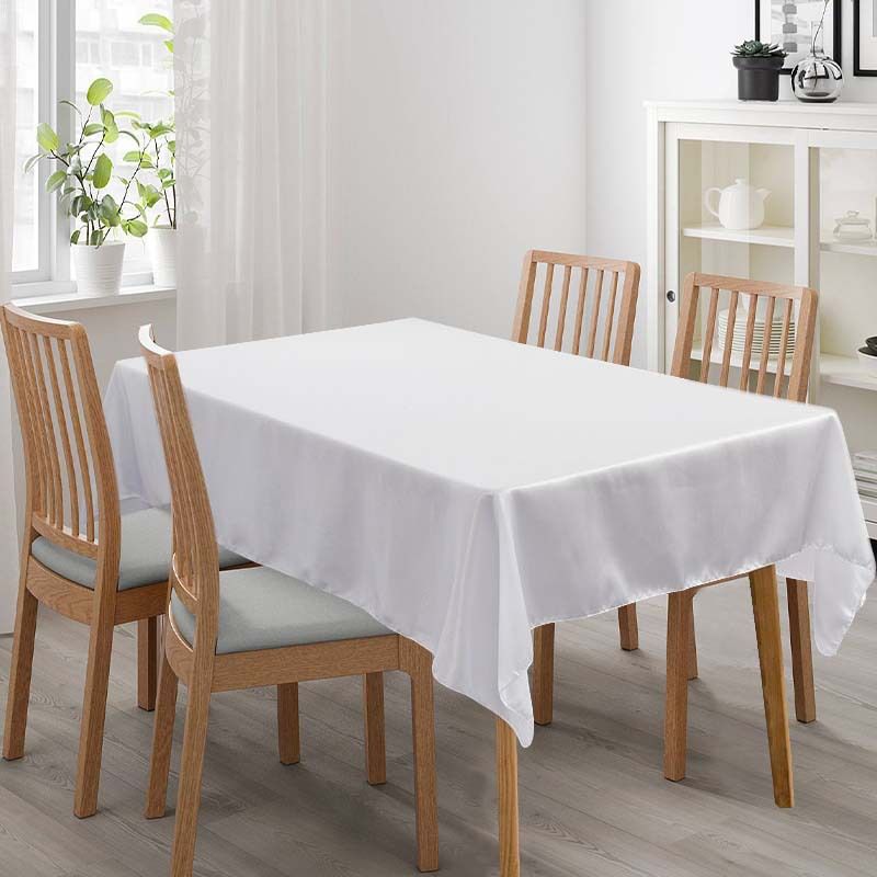 Tablecloth Rectangle White Table Cover Cloth Polyester 145x305cm for Dining Room Wedding Banquet Hotel V1294-YM3117220238611-0421