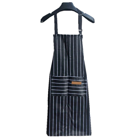 2 Pcs Kitchen Cooking Apron with 2 Pockets Adjustable Bib Chef Apron for Men Women Black Strip V1294-YM3117220239712-0421