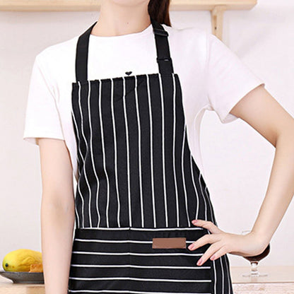 2 Pcs Kitchen Cooking Apron with 2 Pockets Adjustable Bib Chef Apron for Men Women Black Strip V1294-YM3117220239712-0421
