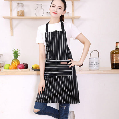 2 Pcs Kitchen Cooking Apron with 2 Pockets Adjustable Bib Chef Apron for Men Women Black Strip V1294-YM3117220239712-0421