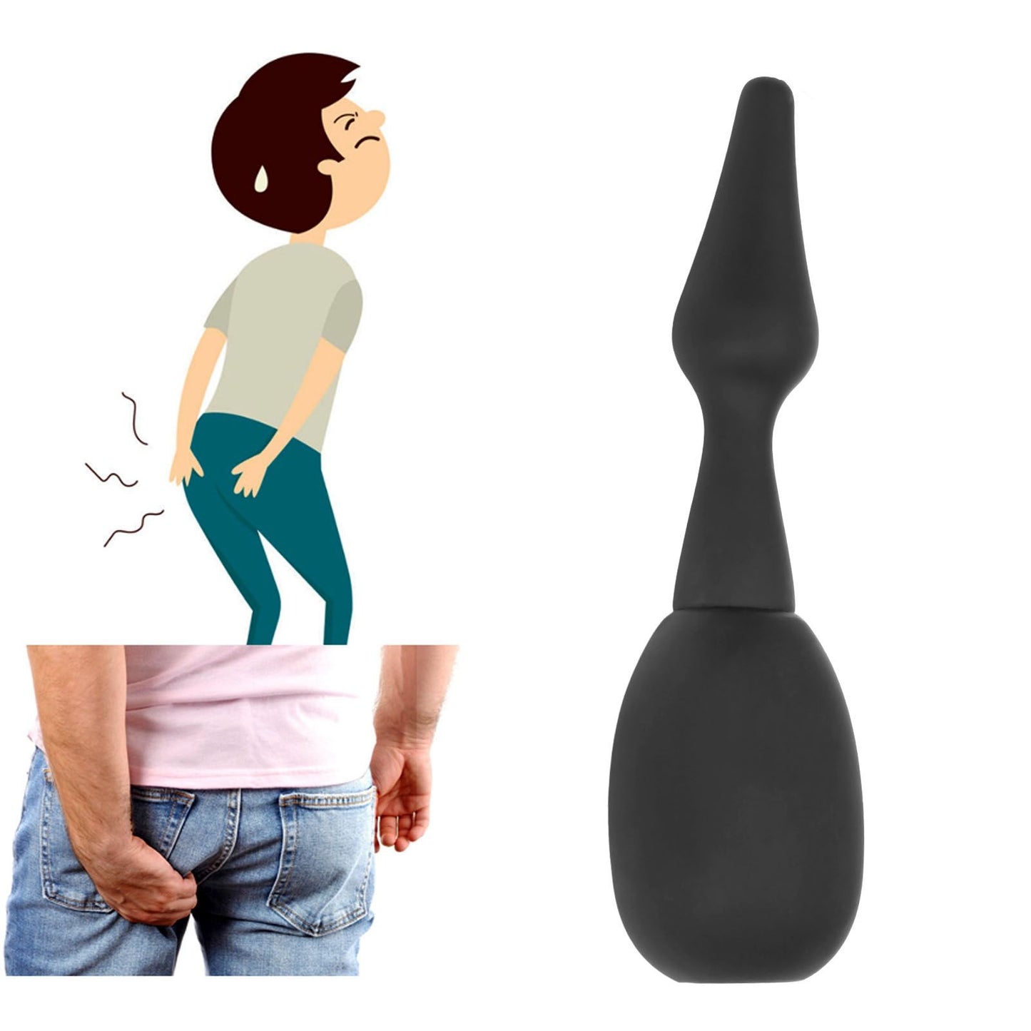 Anal Douche Soft Silicone Reusable Back Flow Prevention Anal Vaginal Cleaner for Colon Cleansing Detox V1294-YM3117220239811-0421