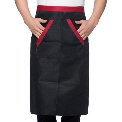 2pcs Chef Waist Apron Soft Moisture Absorbent Breathable Polyester Men's Half Apron with Pockets for Hotel V1294-YM3117220240011-0421