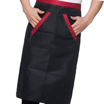 2pcs Chef Waist Apron Soft Moisture Absorbent Breathable Polyester Men's Half Apron with Pockets for Hotel V1294-YM3117220240011-0421