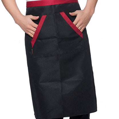 2pcs Chef Waist Apron Soft Moisture Absorbent Breathable Polyester Men's Half Apron with Pockets for Hotel V1294-YM3117220240011-0421