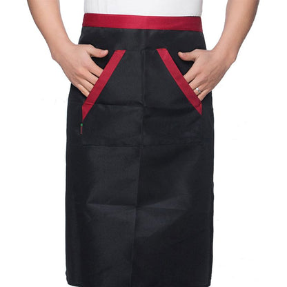 2pcs Chef Waist Apron Soft Moisture Absorbent Breathable Polyester Men's Half Apron with Pockets for Hotel V1294-YM3117220240011-0421