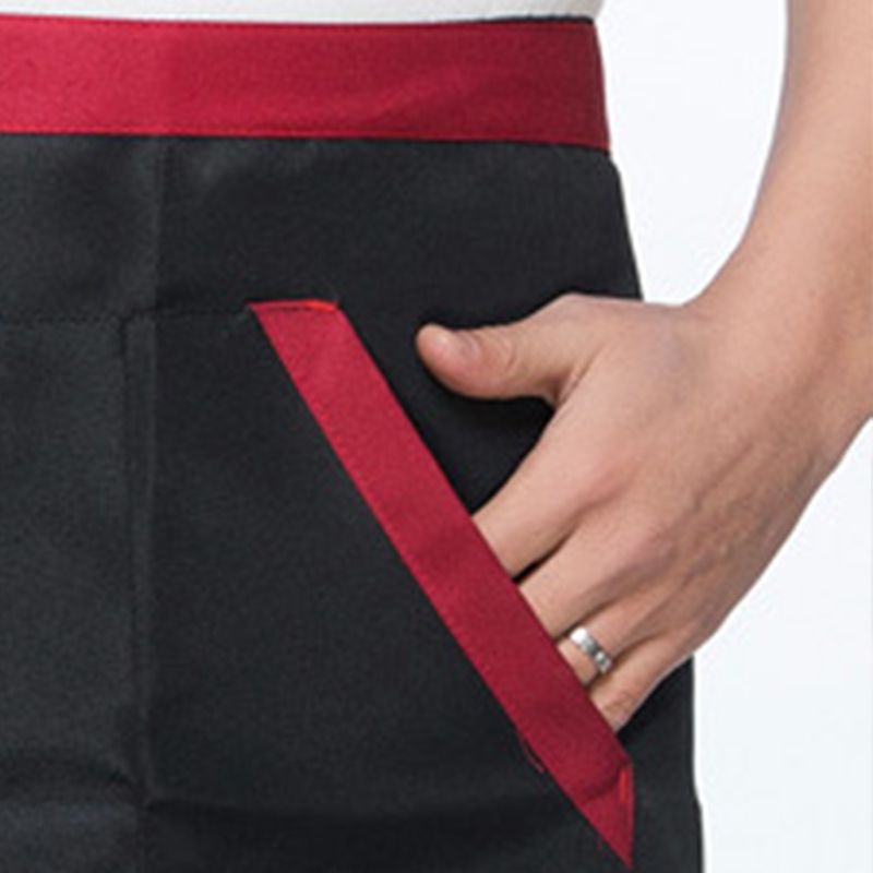 2pcs Chef Waist Apron Soft Moisture Absorbent Breathable Polyester Men's Half Apron with Pockets for Hotel V1294-YM3117220240011-0421