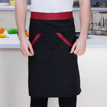 2pcs Chef Waist Apron Soft Moisture Absorbent Breathable Polyester Men's Half Apron with Pockets for Hotel V1294-YM3117220240011-0421