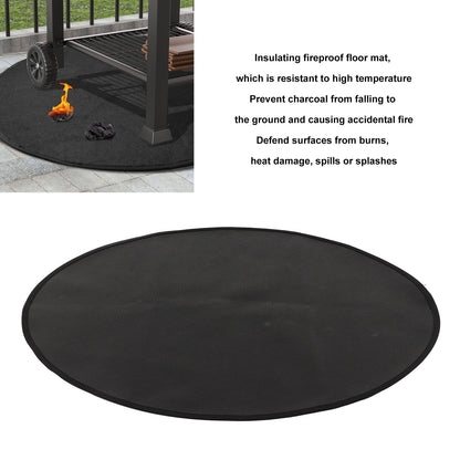 Grill Mat Fireproof High Temperature Resistance Washable Reusable Round BBQ Mat Black 24in / 60cm Dia V1294-YM3117220240711-0421