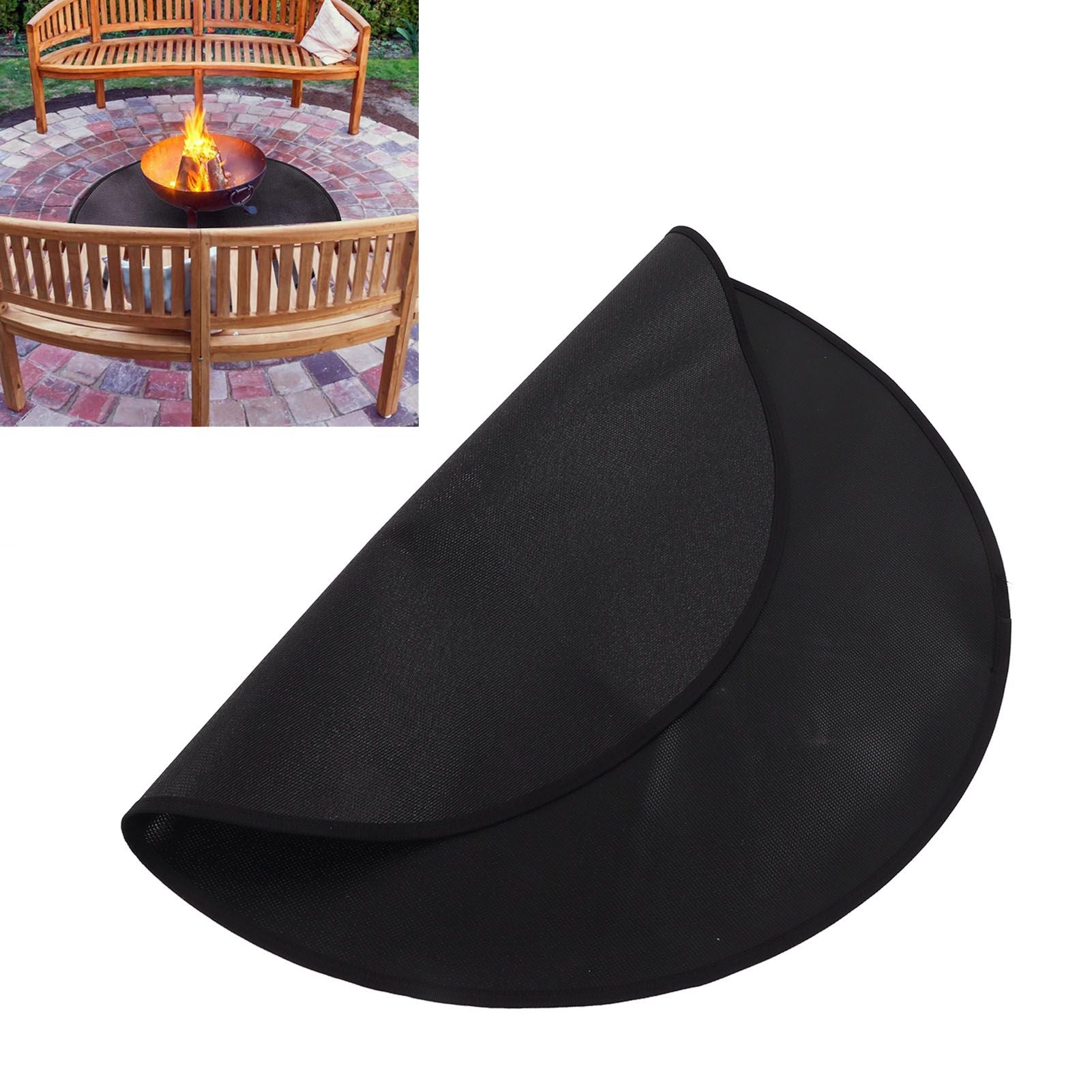 Grill Mat Fireproof High Temperature Resistance Washable Reusable Round BBQ Mat Black 36in / 92cm Dia V1294-YM3117220240713-0421