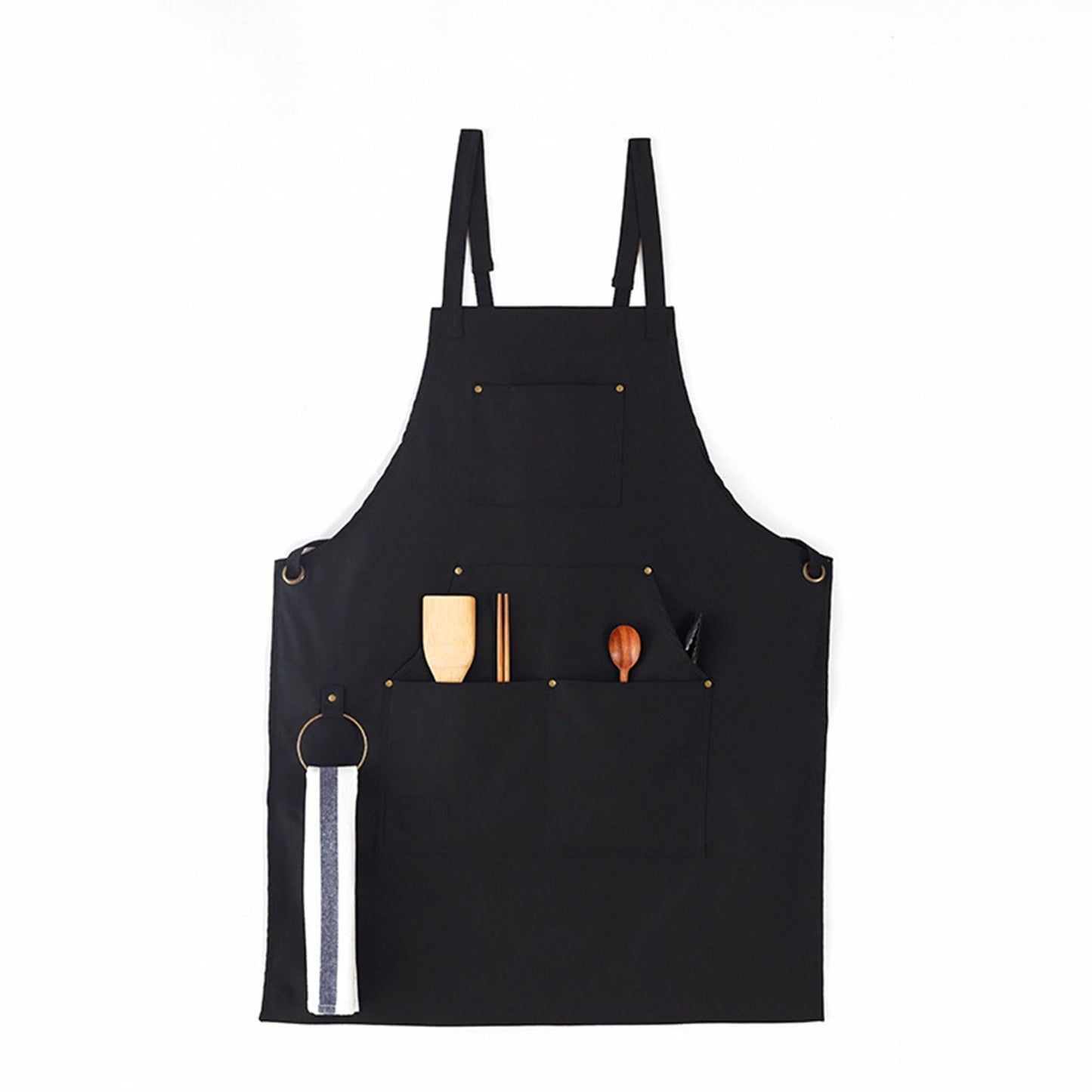 Barbecue Apron Adjustable Waterproof Work Tool Apron with Multiple Pockets Kitchen Apron V1294-YM3117220241911-0421