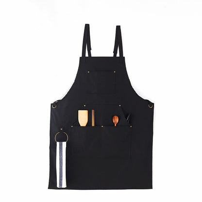 Barbecue Apron Adjustable Waterproof Work Tool Apron with Multiple Pockets Kitchen Apron V1294-YM3117220241911-0421