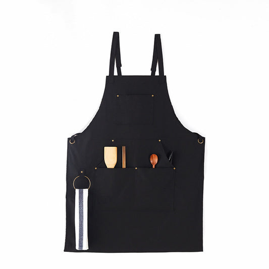 Barbecue Apron Adjustable Waterproof Work Tool Apron with Multiple Pockets Kitchen Apron V1294-YM3117220241911-0421