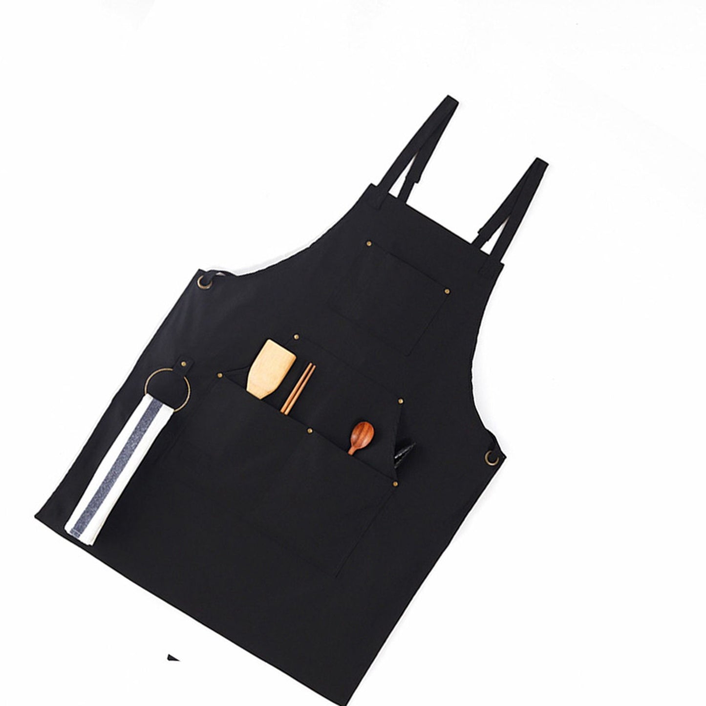 Barbecue Apron Adjustable Waterproof Work Tool Apron with Multiple Pockets Kitchen Apron V1294-YM3117220241911-0421