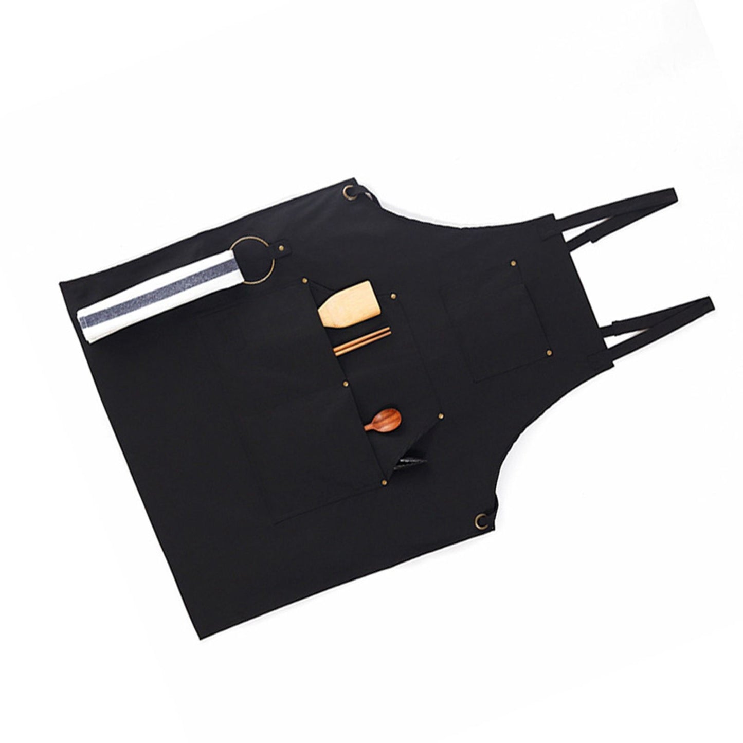 Barbecue Apron Adjustable Waterproof Work Tool Apron with Multiple Pockets Kitchen Apron V1294-YM3117220241911-0421