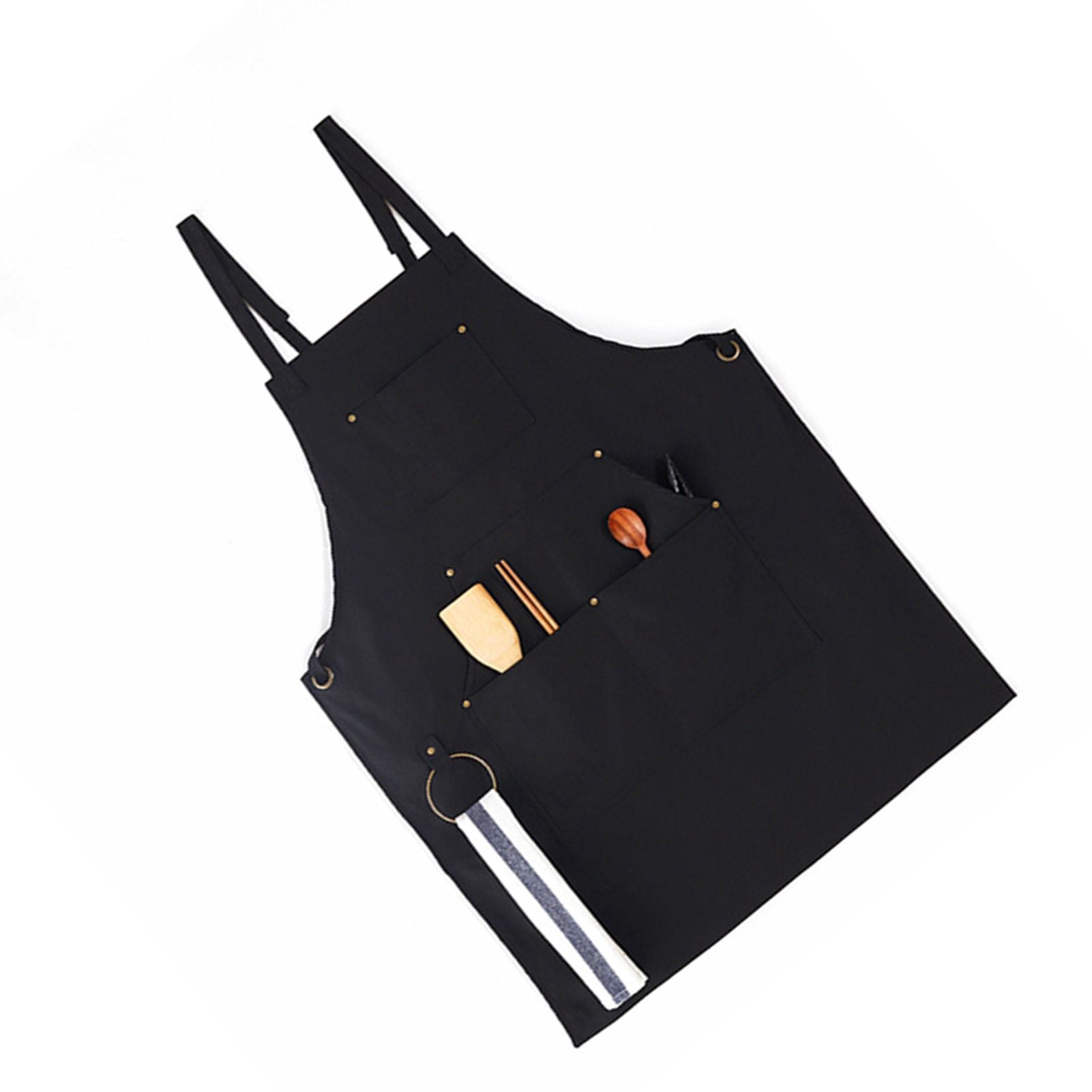 Barbecue Apron Adjustable Waterproof Work Tool Apron with Multiple Pockets Kitchen Apron V1294-YM3117220241911-0421