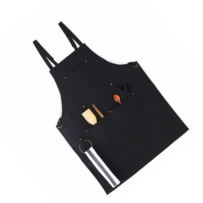 Barbecue Apron Adjustable Waterproof Work Tool Apron with Multiple Pockets Kitchen Apron V1294-YM3117220241911-0421