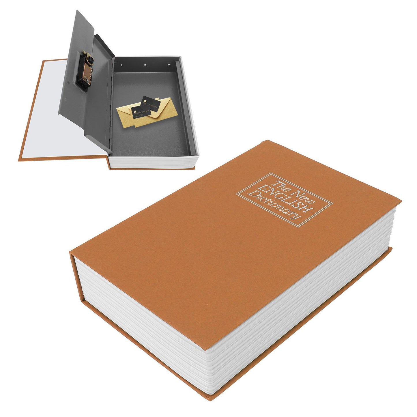 Diversion Book Safe Large Size Dictionary Style Stainless Steel Book Safe Combination Lock for Coins Card V1294-YM3117220242912-0421