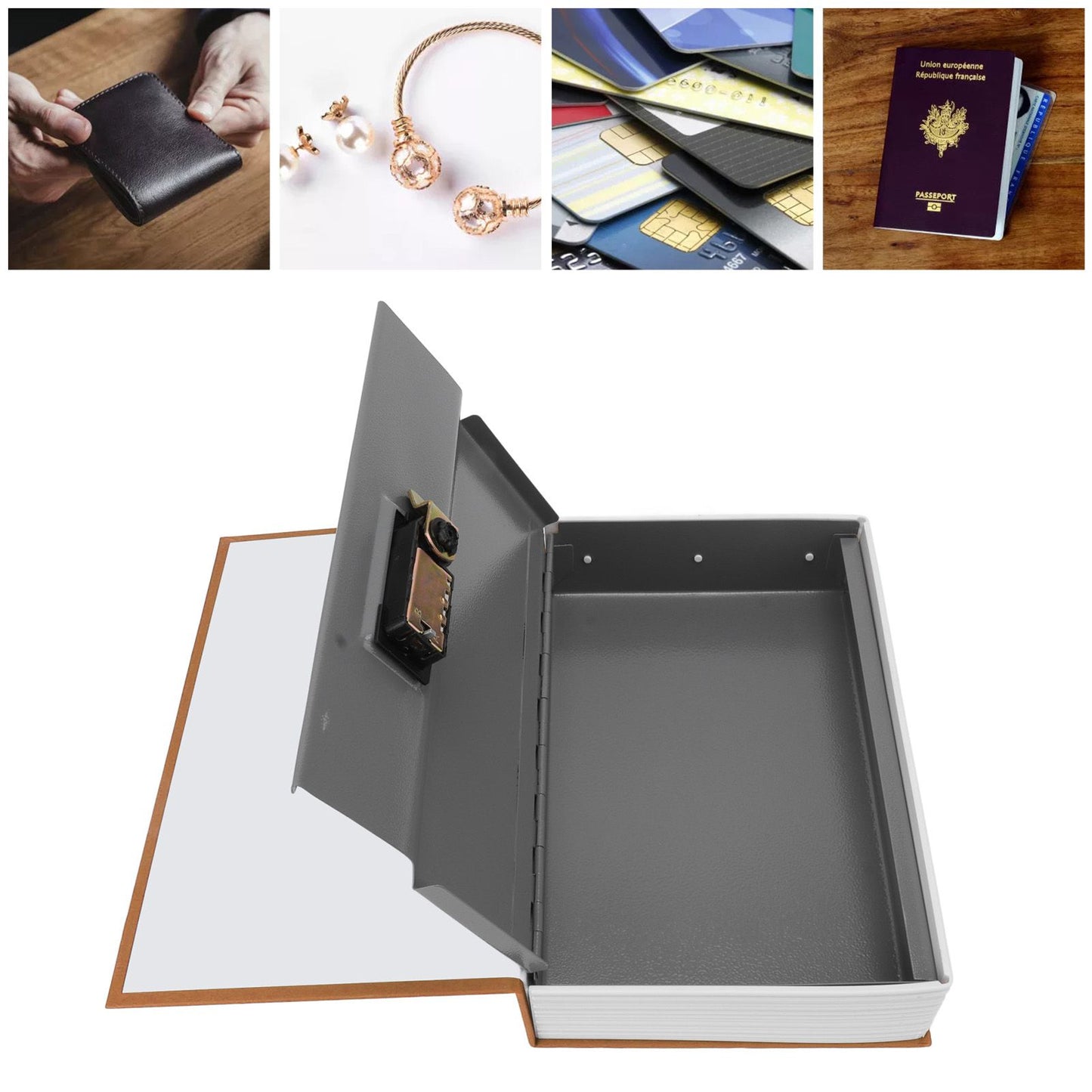 Diversion Book Safe Large Size Dictionary Style Stainless Steel Book Safe Combination Lock for Coins Card V1294-YM3117220242912-0421