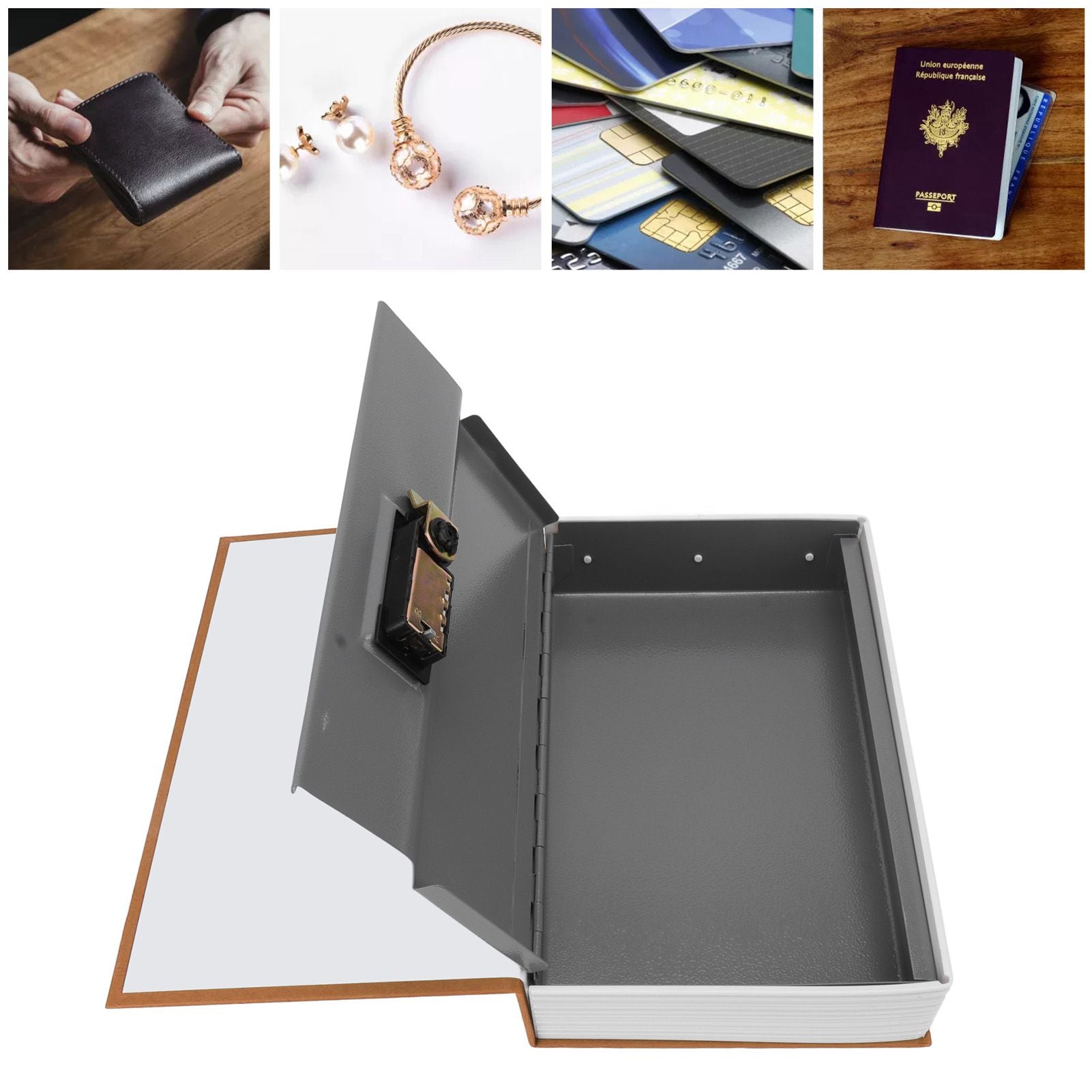 Diversion Book Safe Large Size Dictionary Style Stainless Steel Book Safe Combination Lock for Coins Card V1294-YM3117220242912-0421