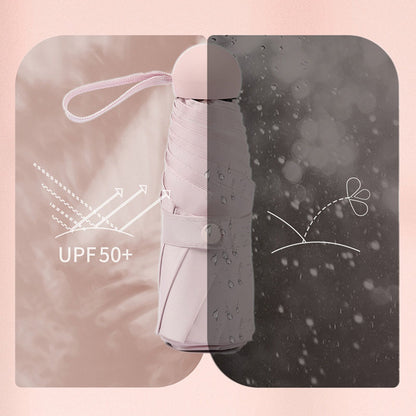 Capsule Umbrella Mini Pocket UV Resistant 2 Use 5 Section 8 Edged Outdoor Accessories Pink V1294-YM3117220243711-0421