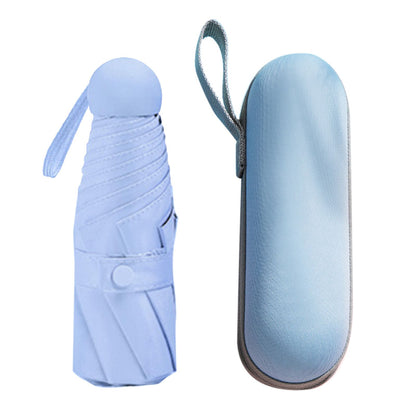Capsule Umbrella Mini Pocket UV Resistant 2 Use 5 Section 8 Edged Outdoor Accessories Blue V1294-YM3117220243712-0421