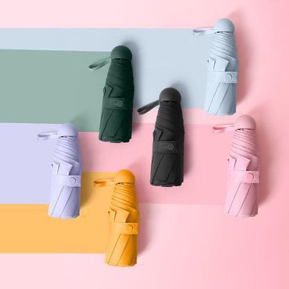 Capsule Umbrella Mini Pocket UV Resistant 2 Use 5 Section 8 Edged Outdoor Accessories Blue V1294-YM3117220243712-0421