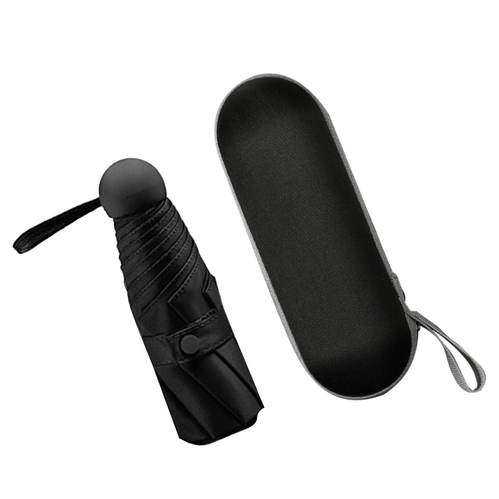 Capsule Umbrella Mini Pocket UV Resistant 2 Use 5 Section 8 Edged Outdoor Accessories Black V1294-YM3117220243713-0421