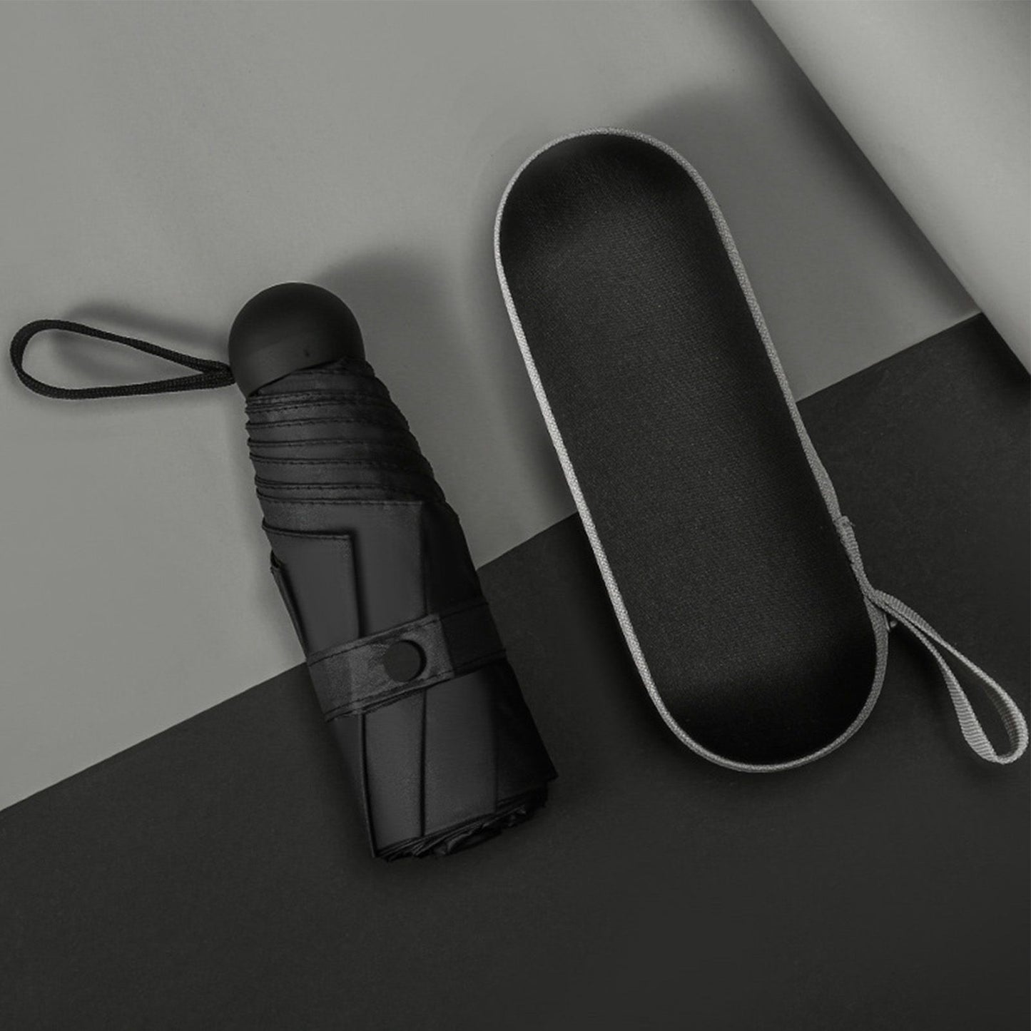 Capsule Umbrella Mini Pocket UV Resistant 2 Use 5 Section 8 Edged Outdoor Accessories Black V1294-YM3117220243713-0421