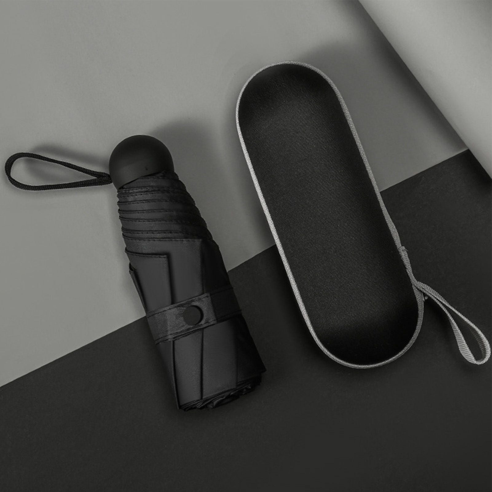Capsule Umbrella Mini Pocket UV Resistant 2 Use 5 Section 8 Edged Outdoor Accessories Black V1294-YM3117220243713-0421