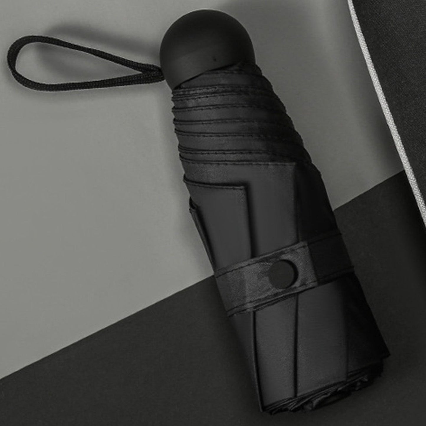 Capsule Umbrella Mini Pocket UV Resistant 2 Use 5 Section 8 Edged Outdoor Accessories Black V1294-YM3117220243713-0421
