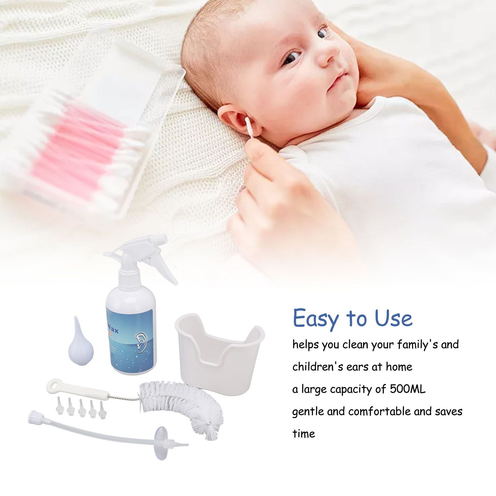 Ear Cleaning Kits 500ml Professional Ear Washer Irrigation Flushing Kit Ear Wax Removal Tool for Home Use V1294-YM3117220246111-0421