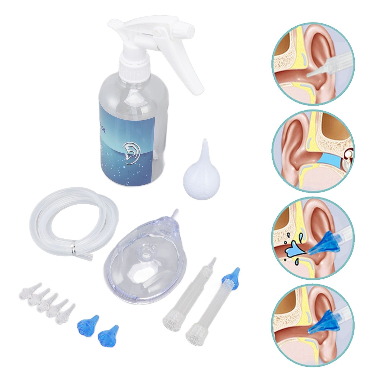 Ear Cleaning Kits 500ml Ear Washer Spray Bottle System with Professional Ear Muff Ear Wax Removal Tool for V1294-YM3117220246211-0421
