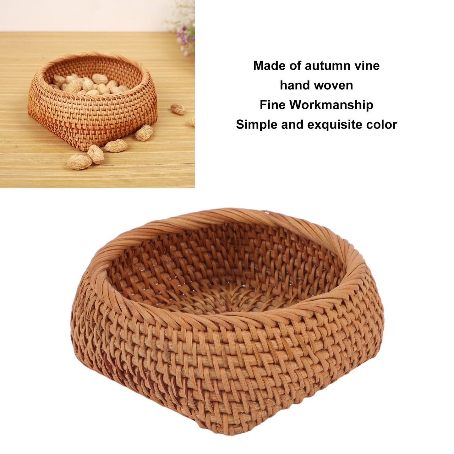 Rattan Storage Basket Hand Woven Simple Exquisite Rattan Organizer Storage Basket for Tea Sets Tableware S V1294-YM3117220246411-0421