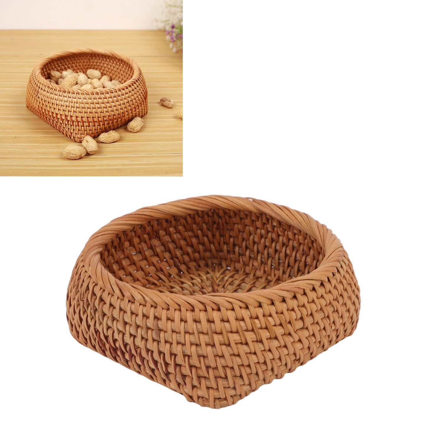 Rattan Storage Basket Hand Woven Simple Exquisite Rattan Organizer Storage Basket for Tea Sets Tableware M V1294-YM3117220246412-0421