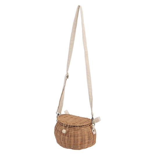 Round Rattan Bag Natural Vintage Woven Shoulder Rattan Bag for Camping Photography Travel Shopping Posing V1294-YM3117220246611-0421