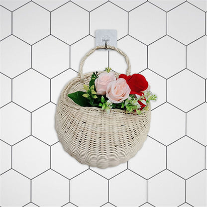 Wall Hanging Rattan Basket Multifunctional Wall Mounted Woven Storage Basket for Home Beige V1294-YM3117220247011-0421