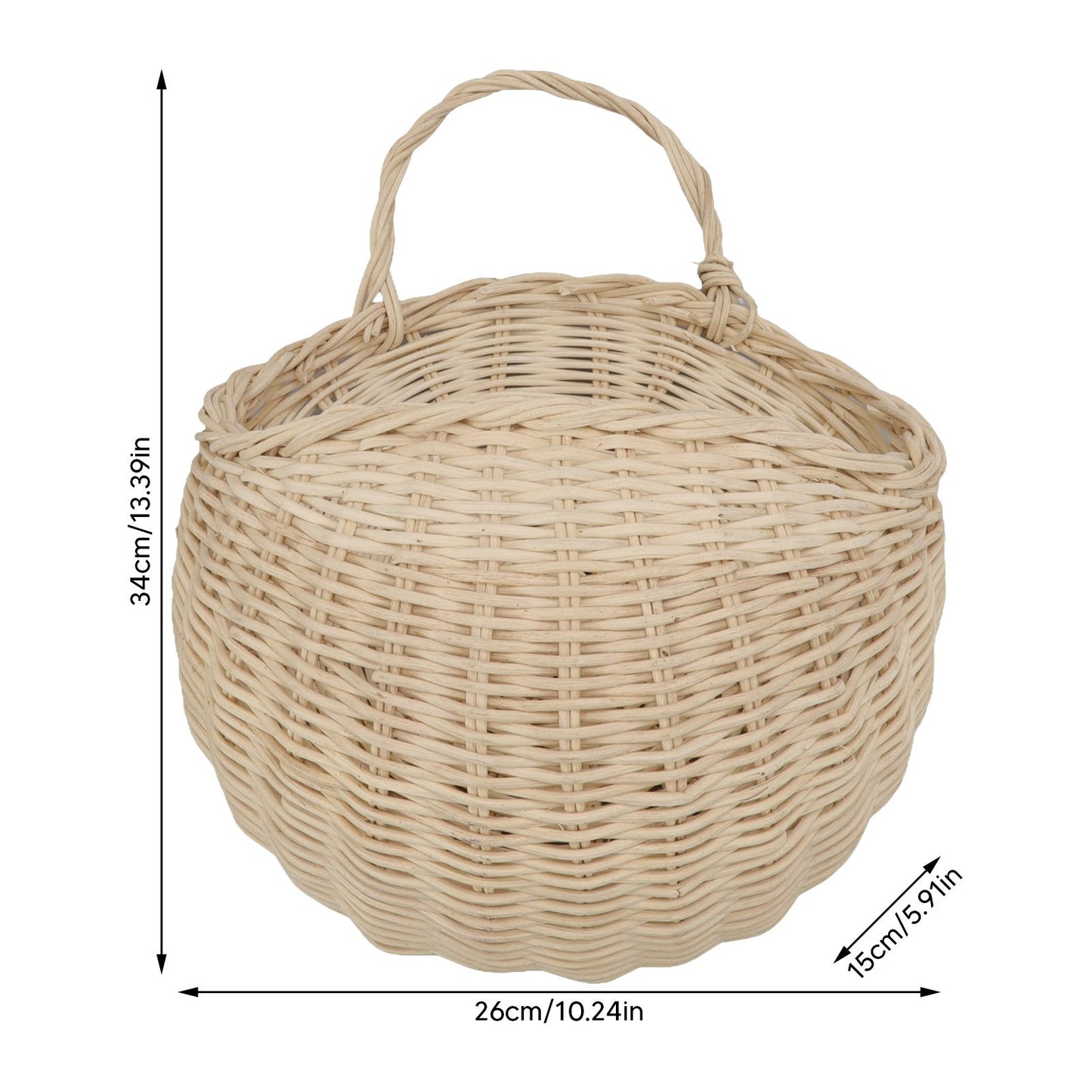 Wall Hanging Rattan Basket Multifunctional Wall Mounted Woven Storage Basket for Home Beige V1294-YM3117220247011-0421