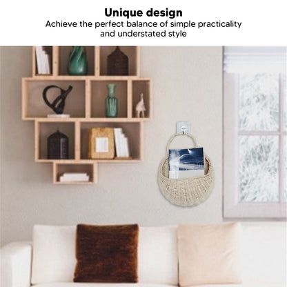 Wall Hanging Rattan Basket Multifunctional Wall Mounted Woven Storage Basket for Home Beige V1294-YM3117220247011-0421