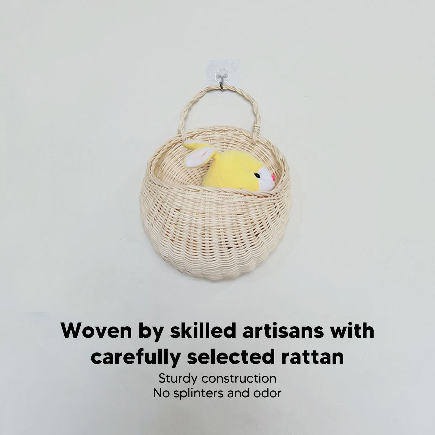 Wall Hanging Rattan Basket Multifunctional Wall Mounted Woven Storage Basket for Home Beige V1294-YM3117220247011-0421