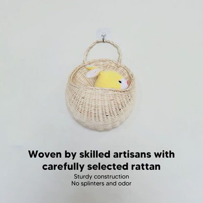 Wall Hanging Rattan Basket Multifunctional Wall Mounted Woven Storage Basket for Home Beige V1294-YM3117220247011-0421